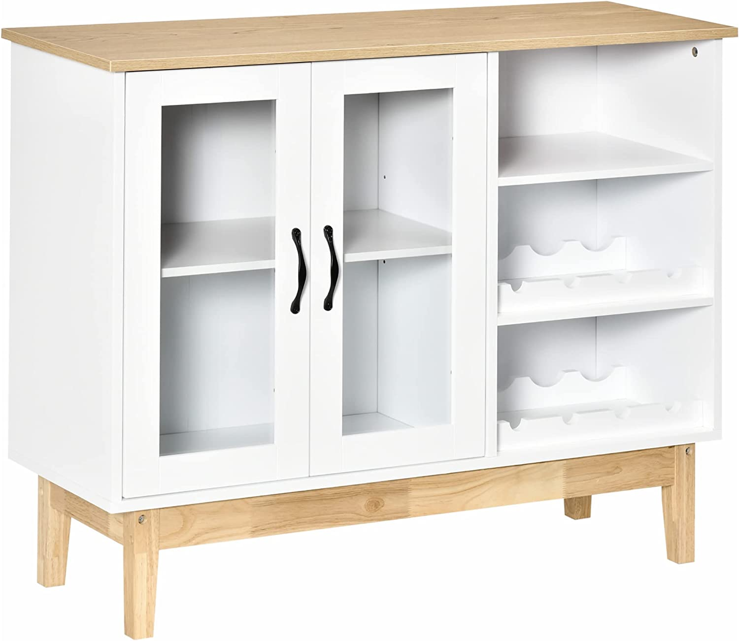 White & Oak Storage Wine Cabinet
