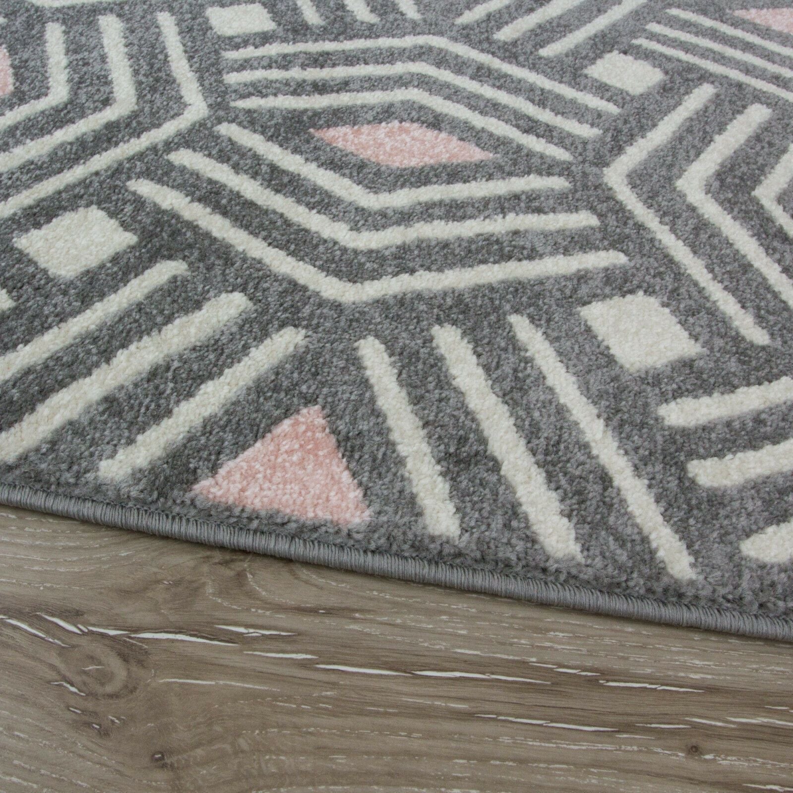 Grey & Blush Pink Pastel Rug