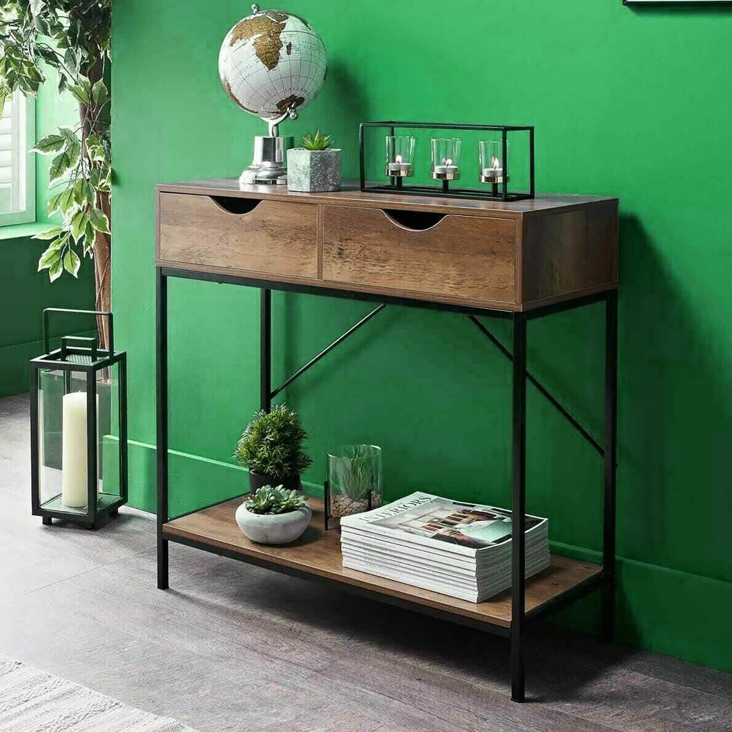 Industrial Double Drawer Console Table