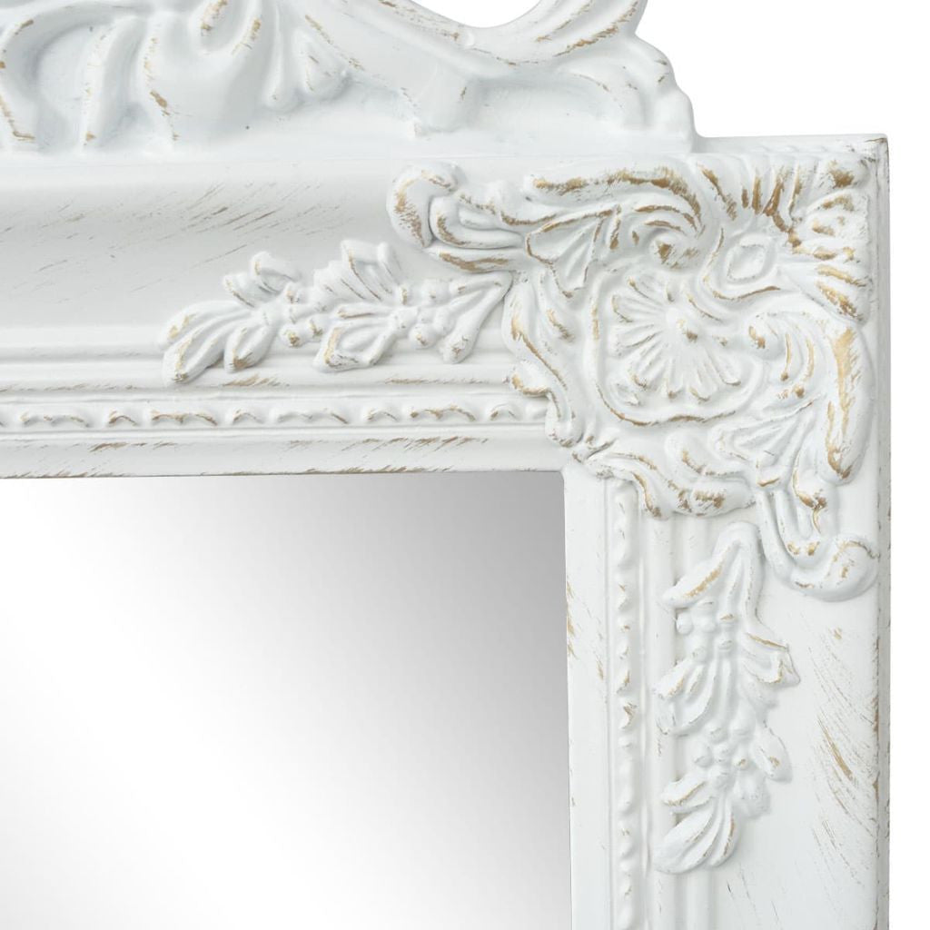 White Free-Standing Mirror Baroque Style - 160 x 40 cm