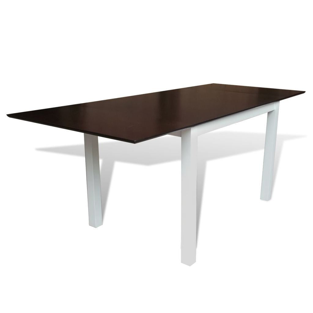 Solid Wooden Brown & White Extending Dining Table - 195 cm