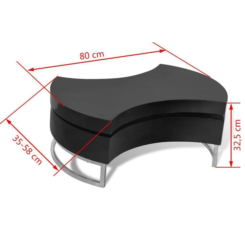 Adjustable High Gloss Black Table Shape