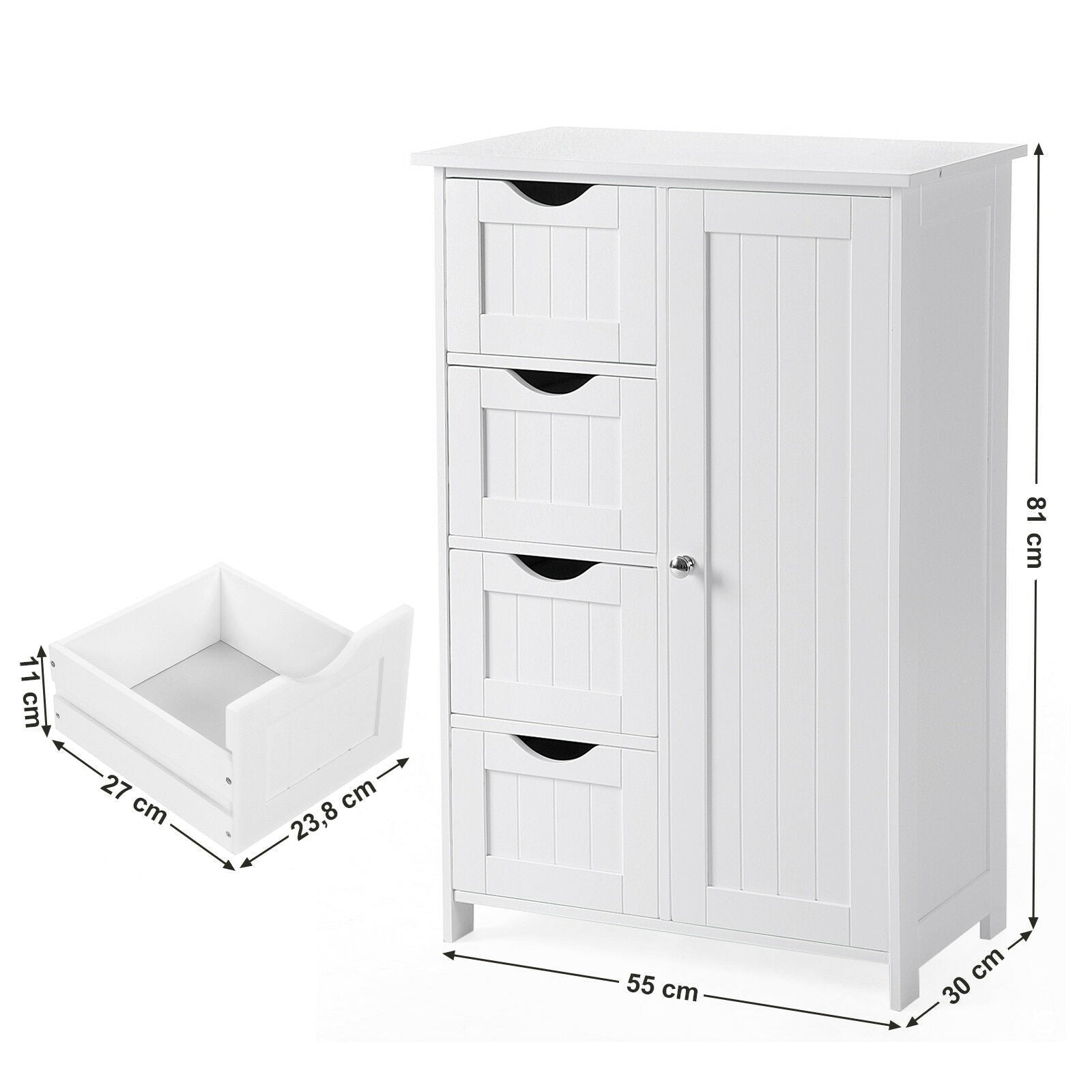 White 4 Drawer Bathroom Cabinet