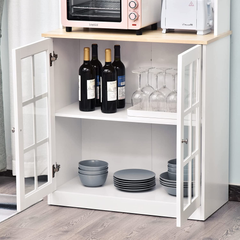 White Double Layered Storage Cabinet & Counter