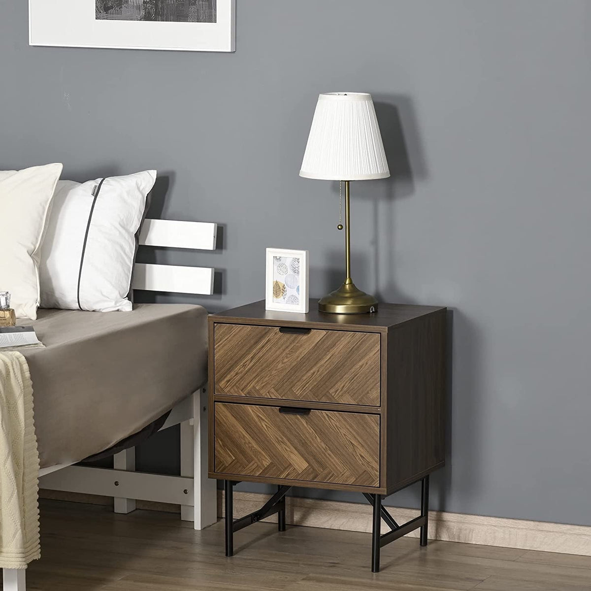 Herringbone Bedside Table
