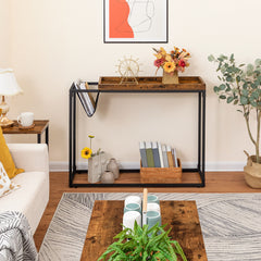 Rustic Console Table & Built In Magazine Rack