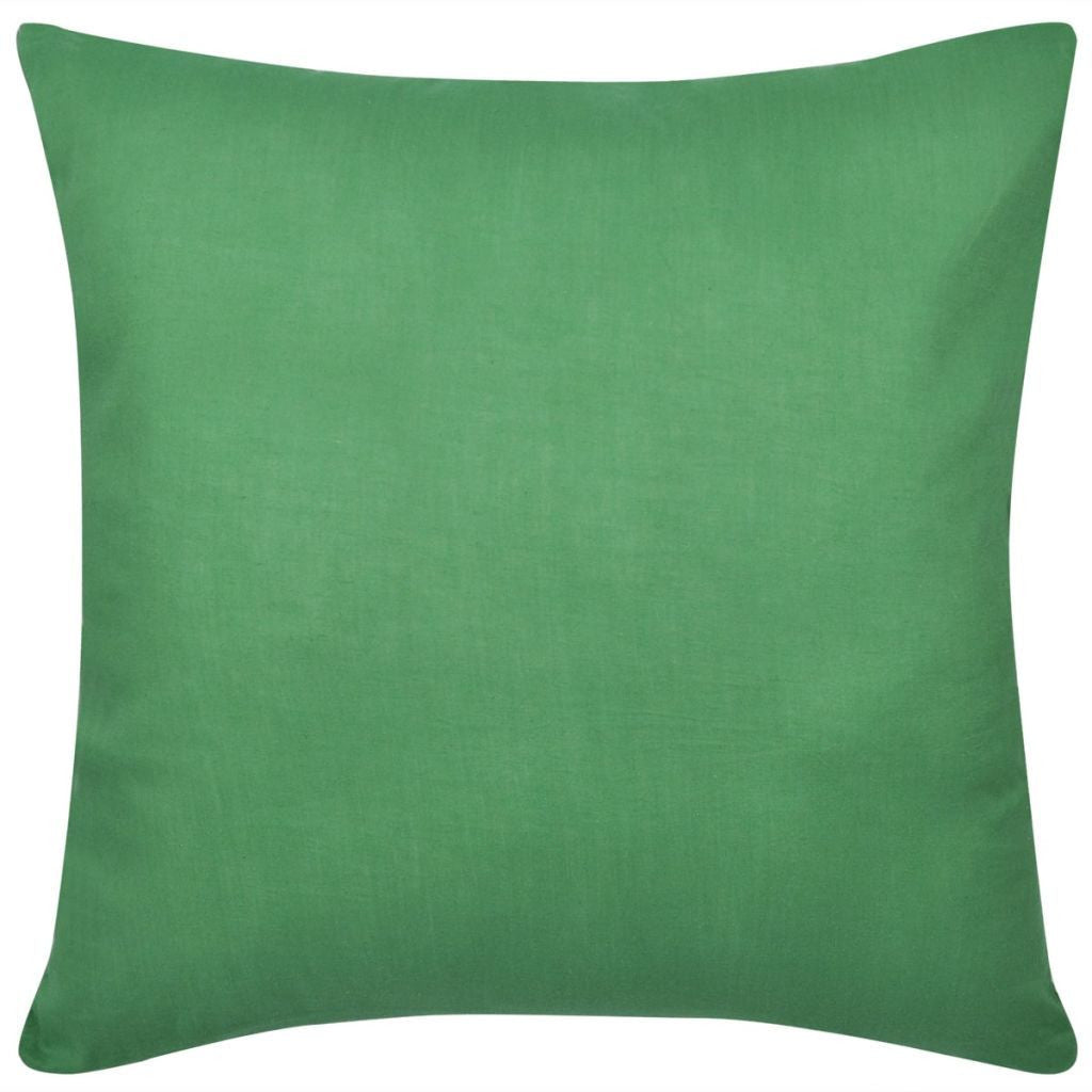 4 Green Cotton Cushion Covers 80 x 80 cm