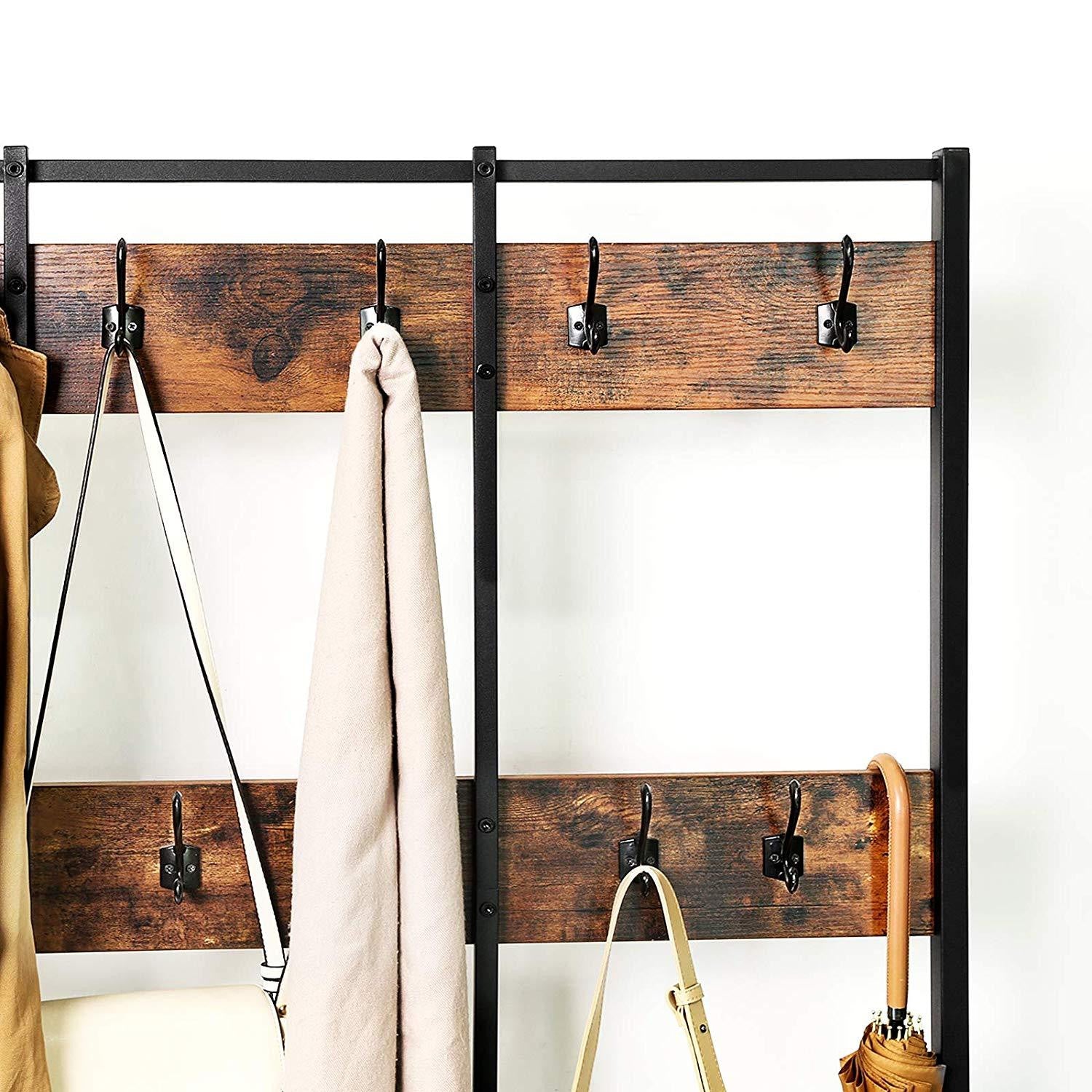 Large Free Standing Rustic Industrial Coat & Shoe Rack