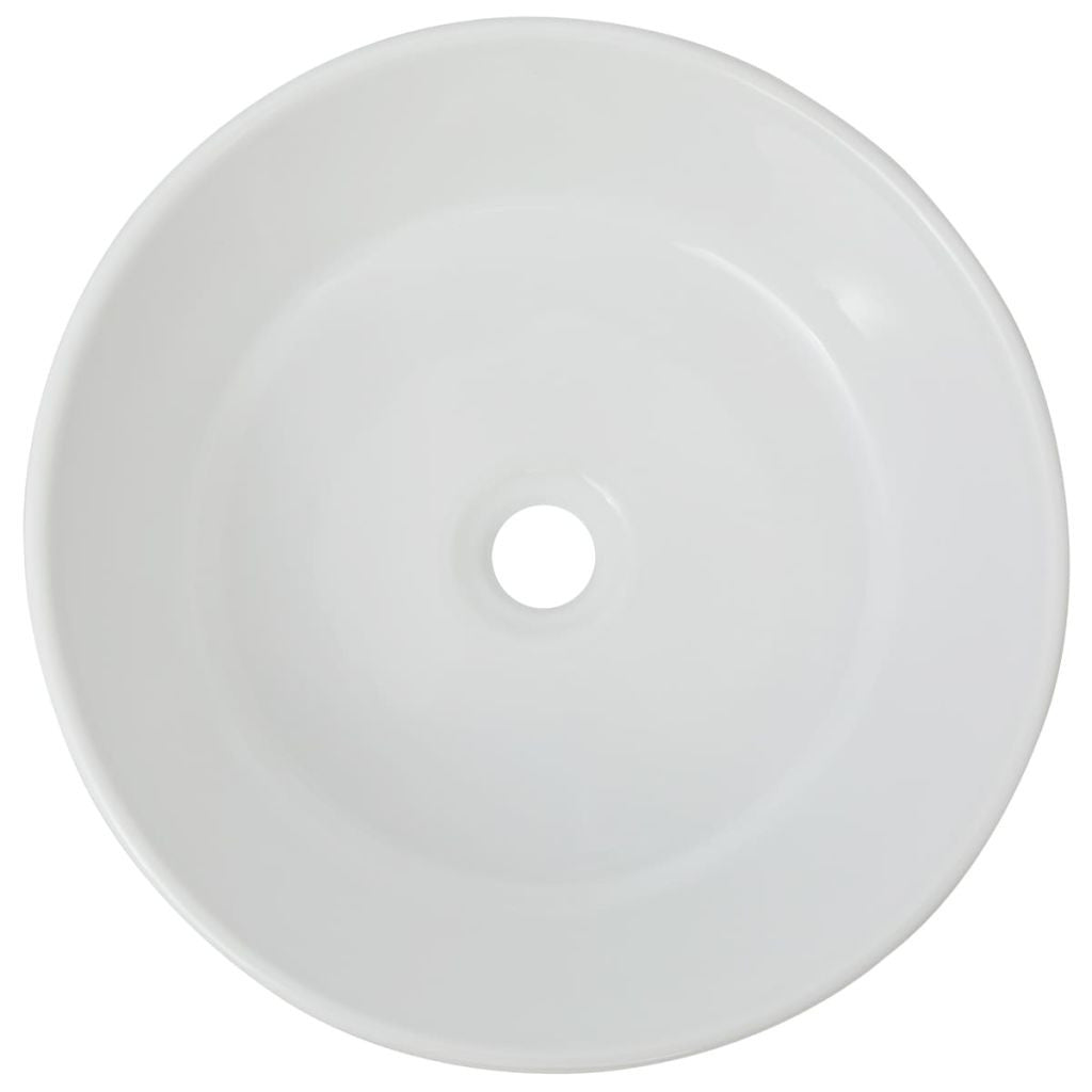 White Basin Round Ceramic - 40x15 cm