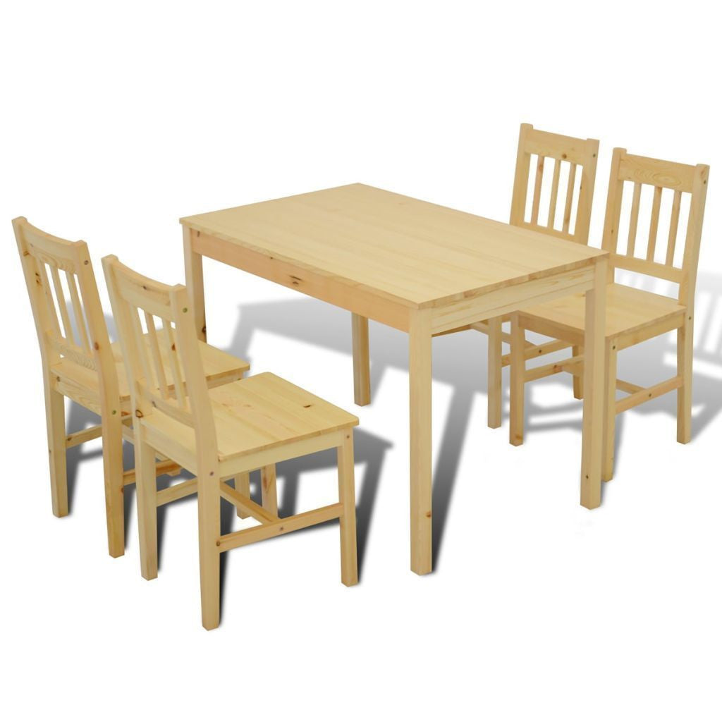 Natural Wooden Dining Table with 4 Chairs