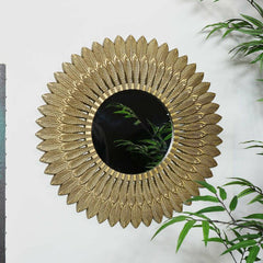 Large Gold Feather Wall Mirror