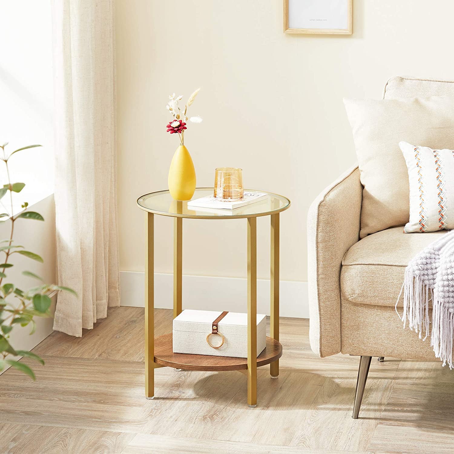 Golden Glass Round Table