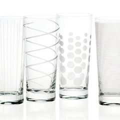 Set of 4 Patterned Crystal Tumbler Glasses