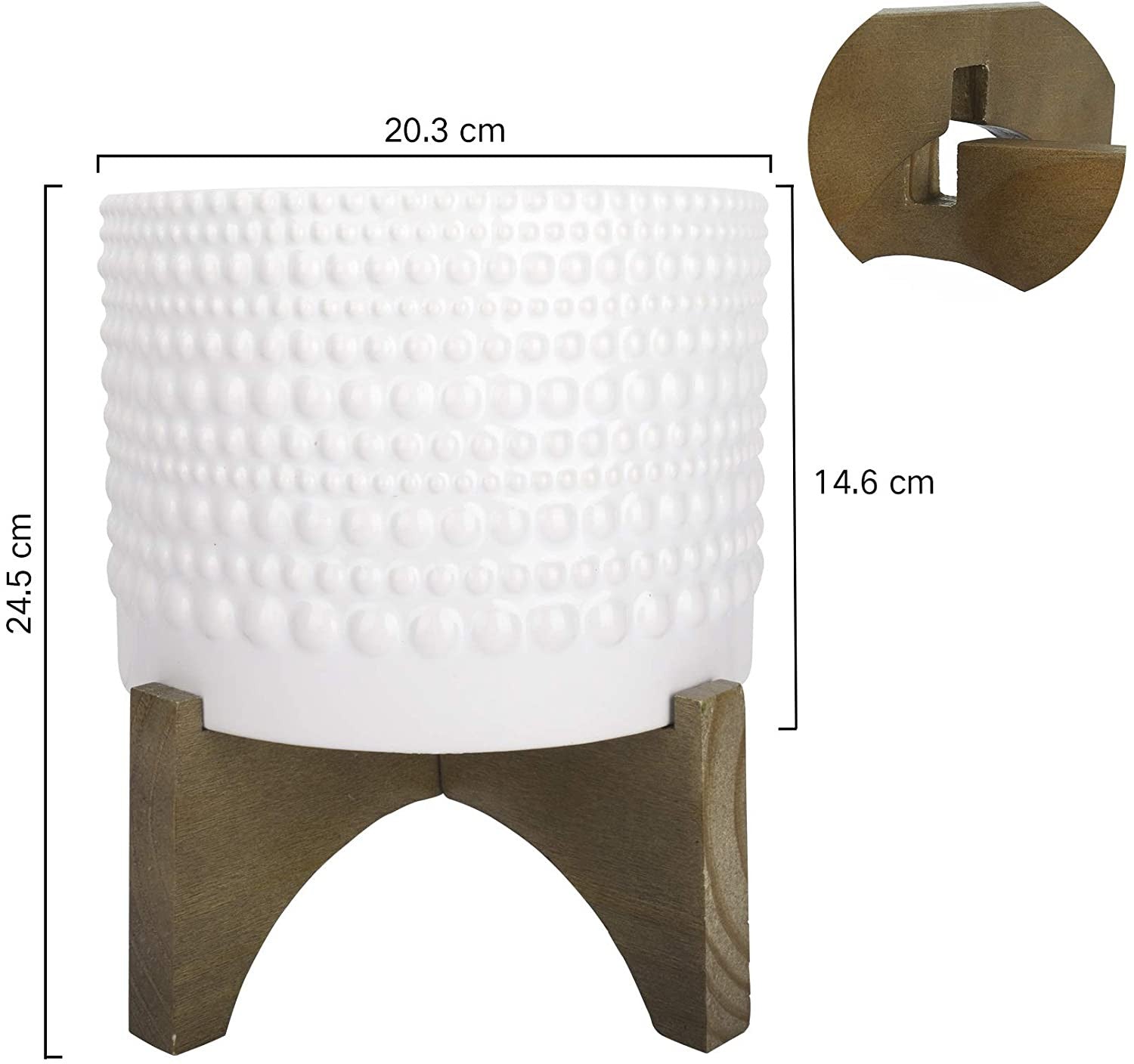 Ceramic Planter with Wood Stand
