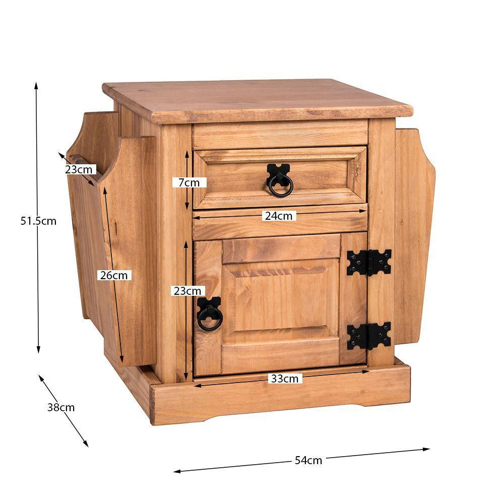 Solid Pine Wood Magazine Side Table