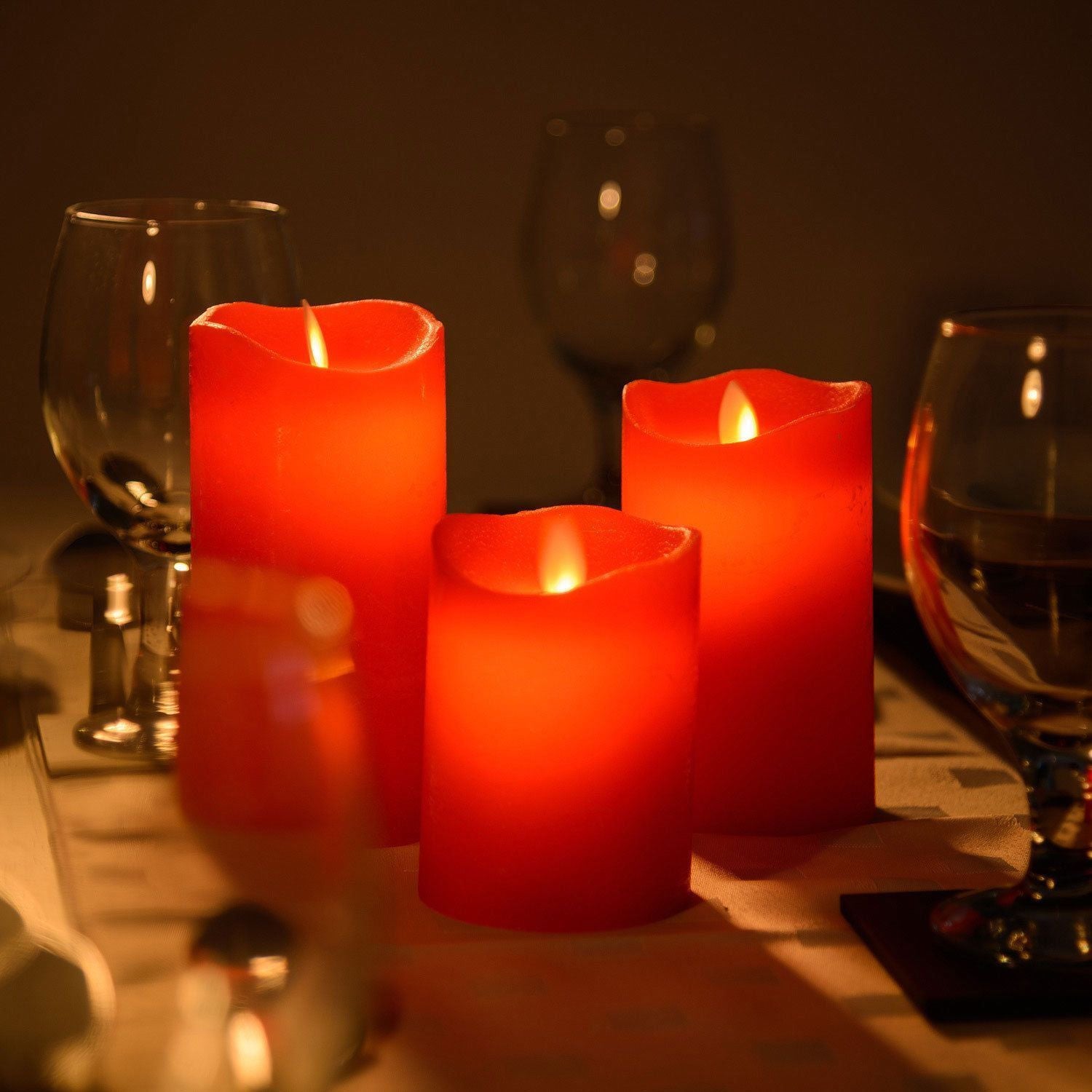 3 Flameless Wax LED Mood Flickering Candles
