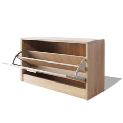 White or Oak Shoe Cabinet Organiser