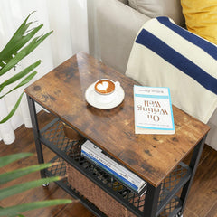 Rustic Double Mesh Shelves Side Table