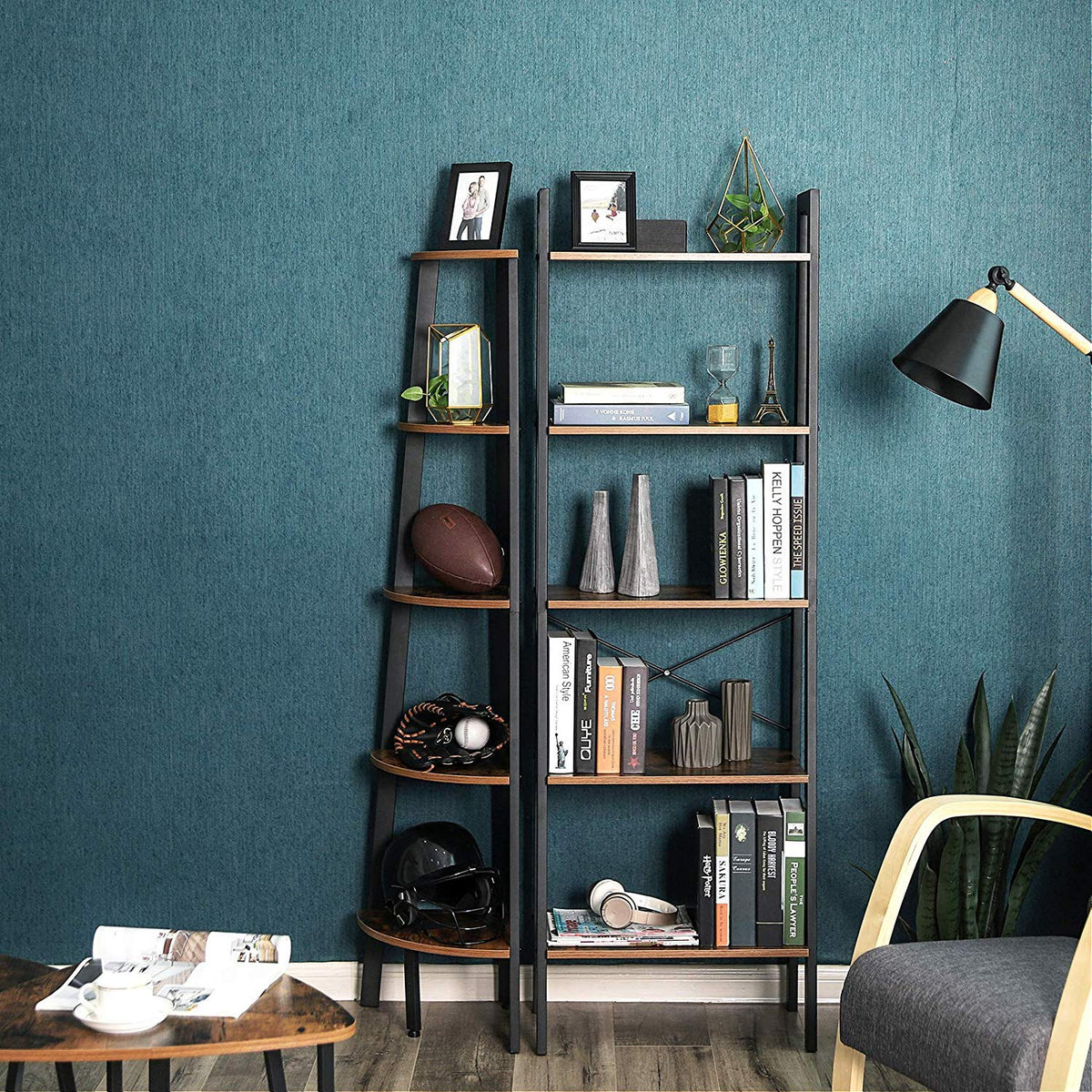 Rustic Industrial 5-Tier ladder Shelf