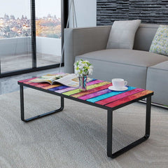 Glass Coffee Table with Rainbow Printing