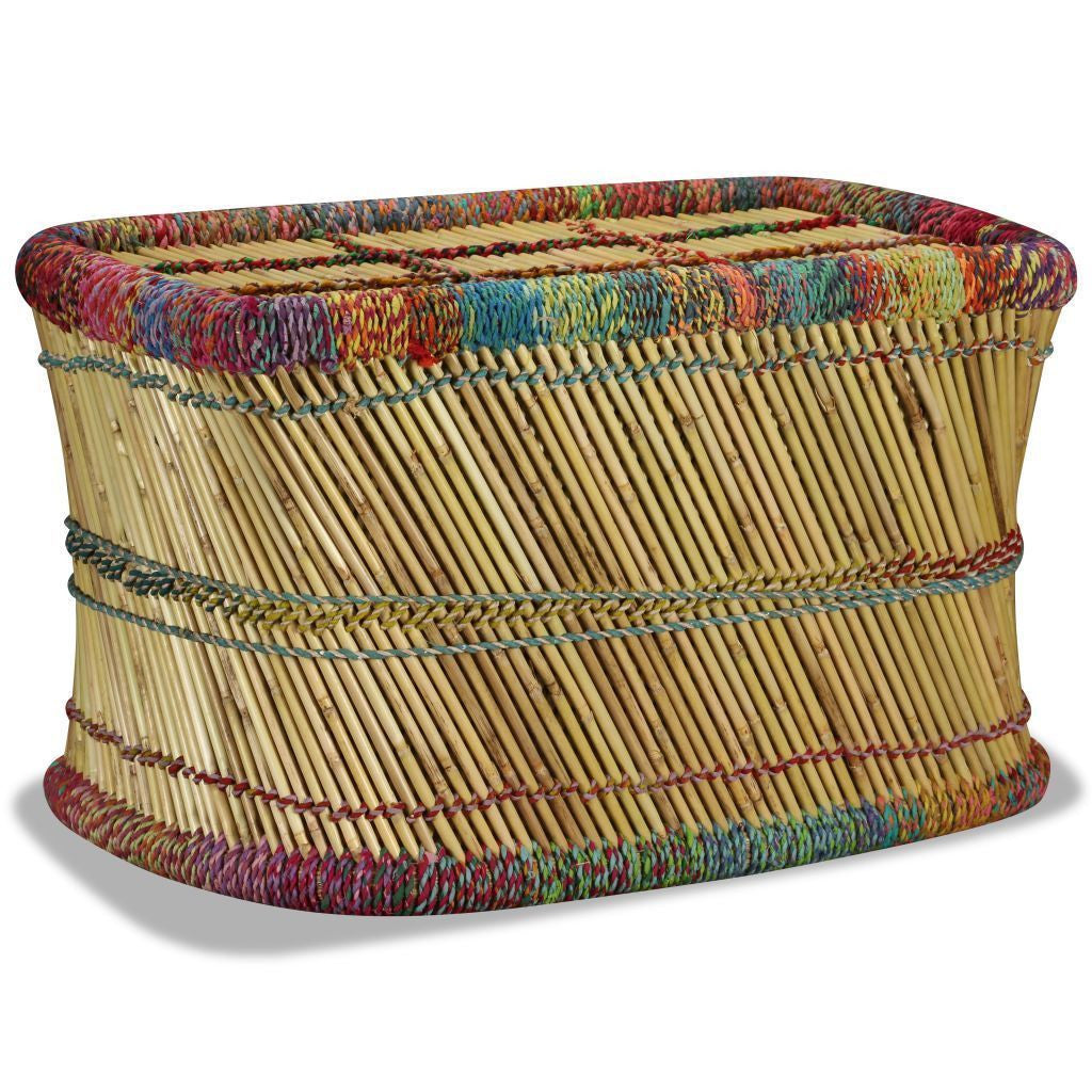 Bamboo Coffee Table with Chindi Details