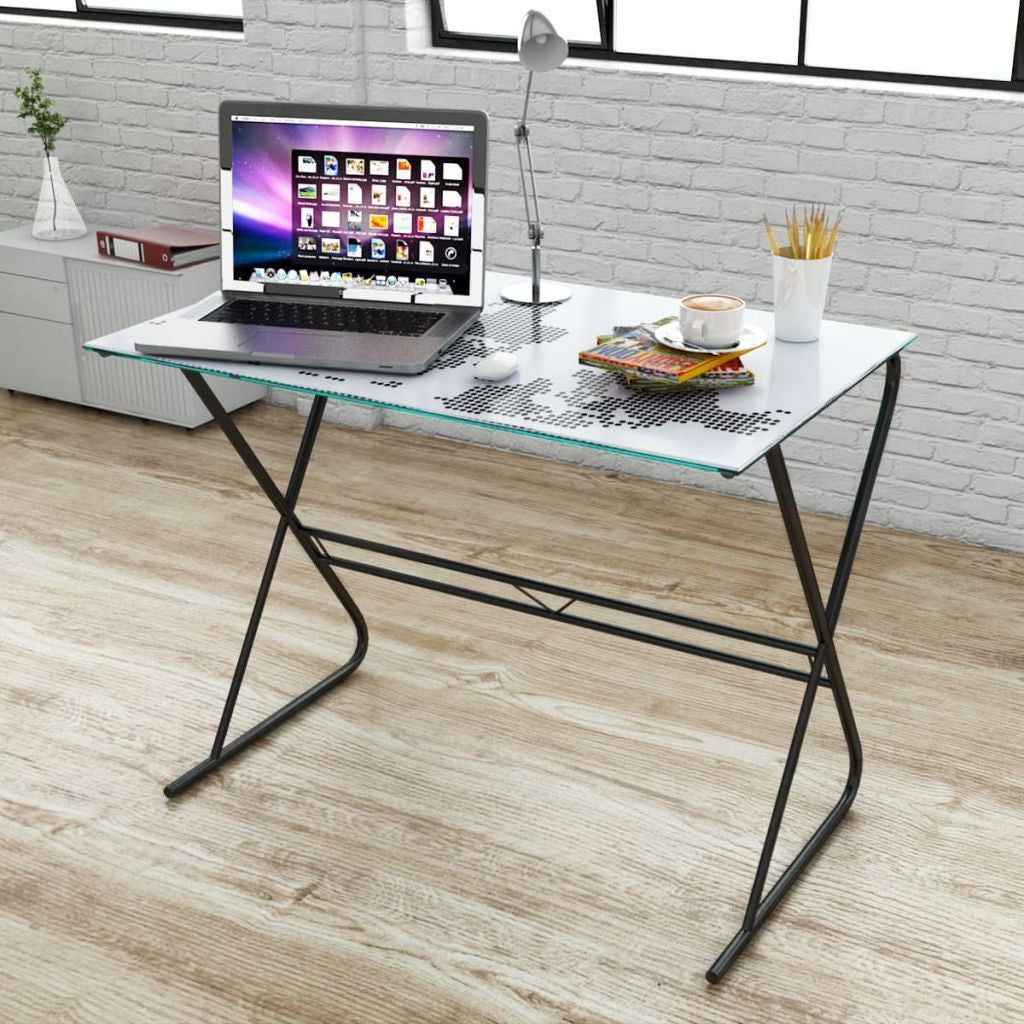 World Map Patterned Glass Desk