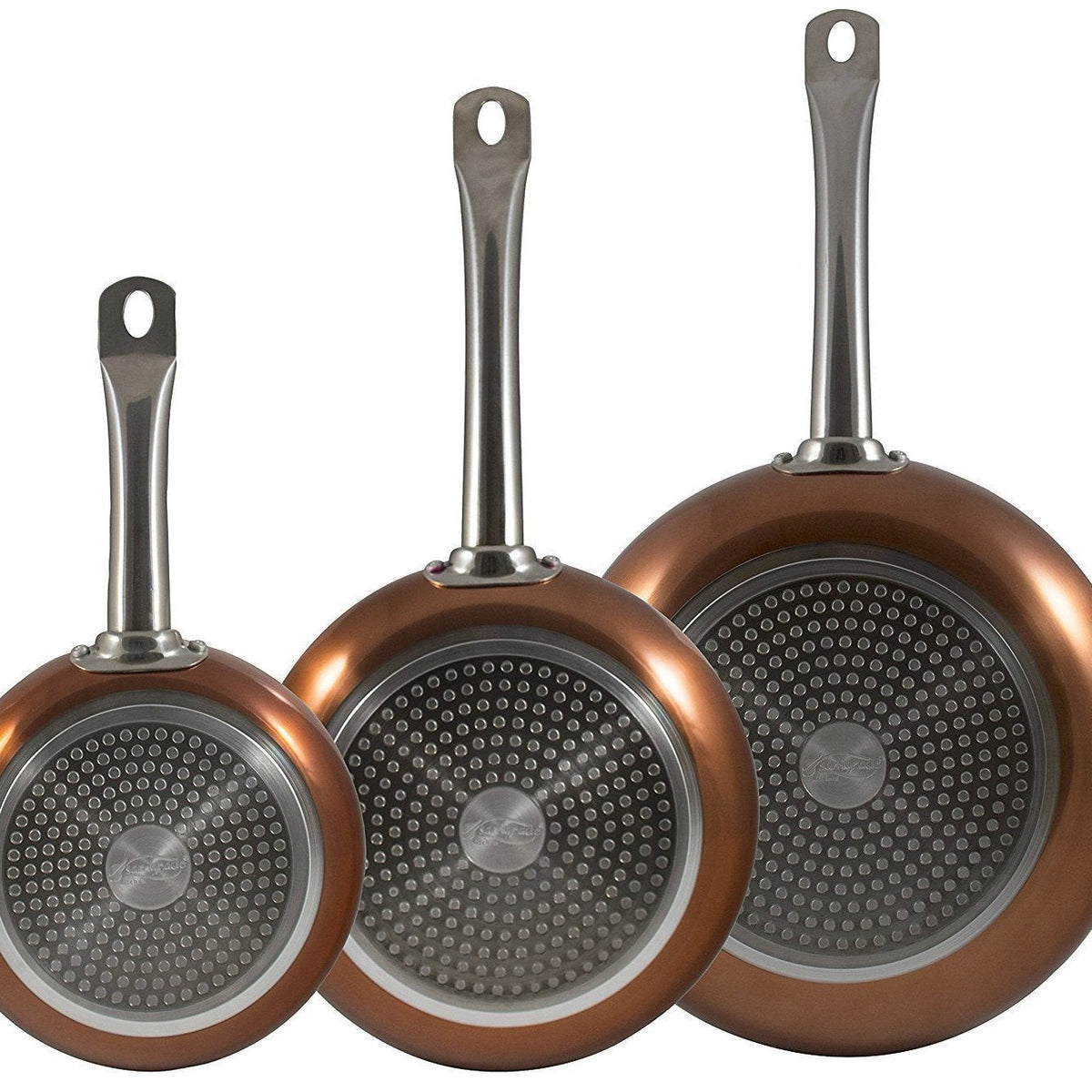Set of 3 Non Stick Copper Frying Pans