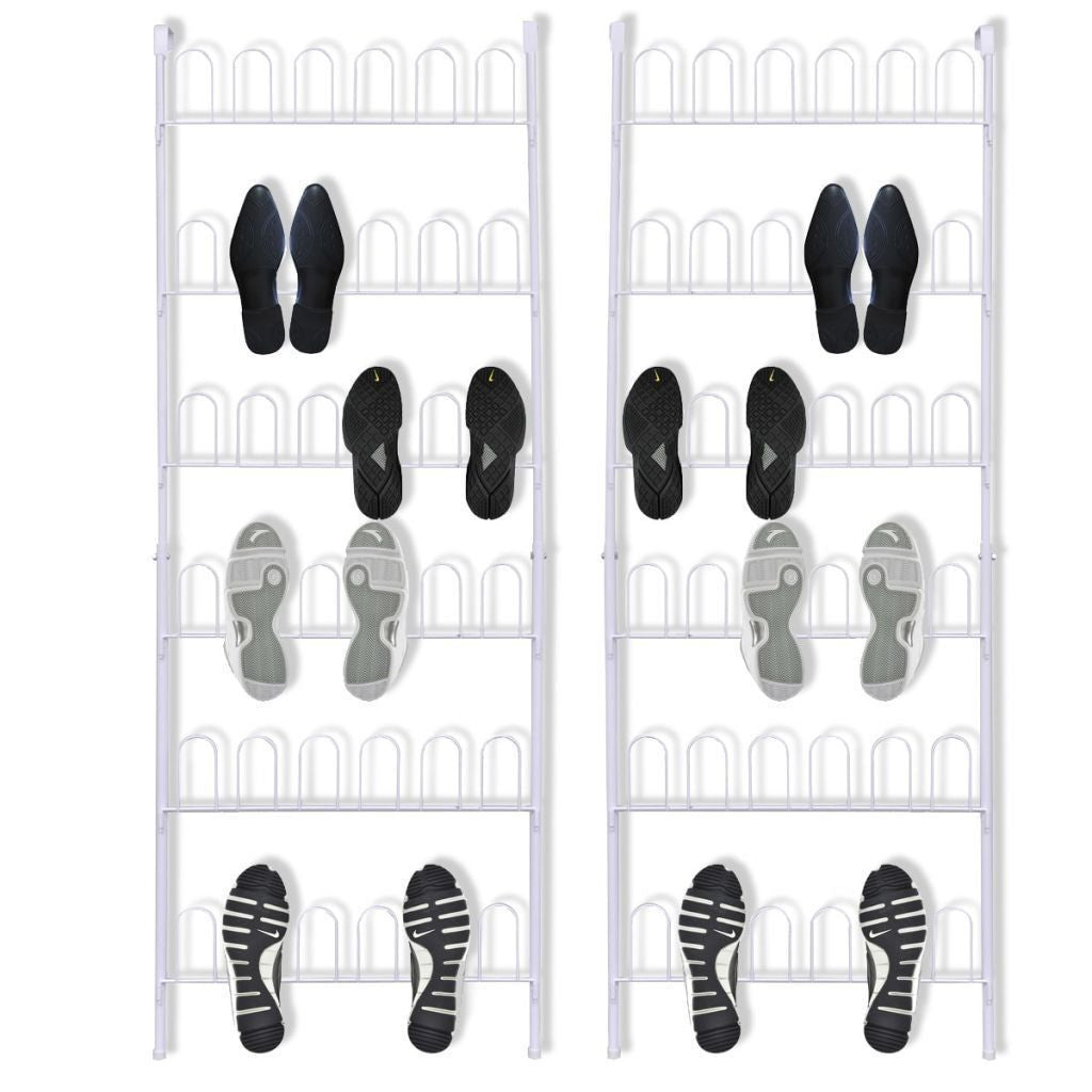 18 Pairs Shoe Racks - 2 pcs - Steel White