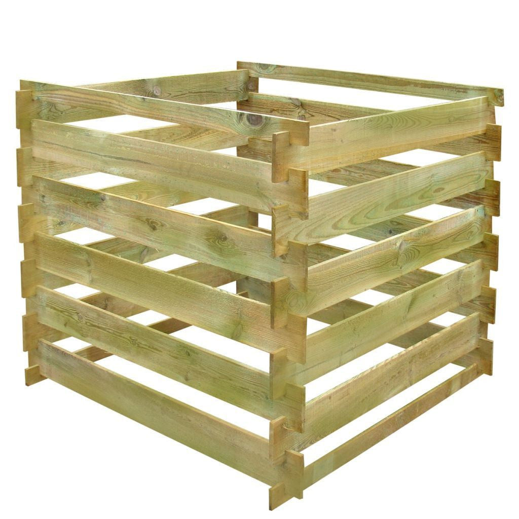 Square Slatted Wooden Compost Bin - 0.54 m3
