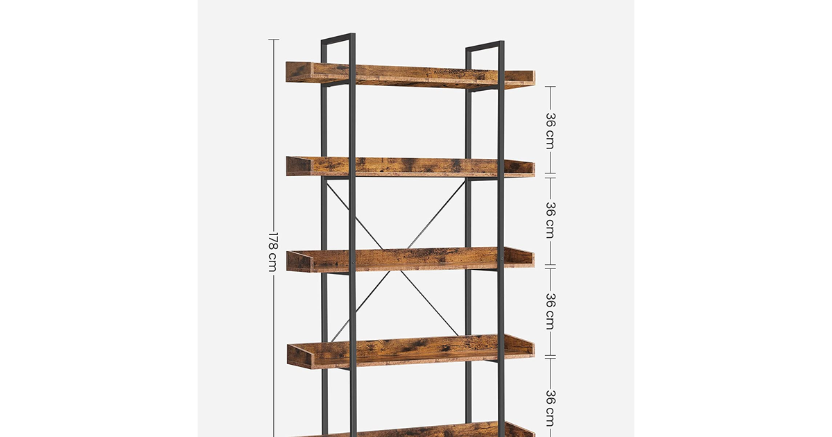 5 Tier Raro Industrial Rustic Shelving