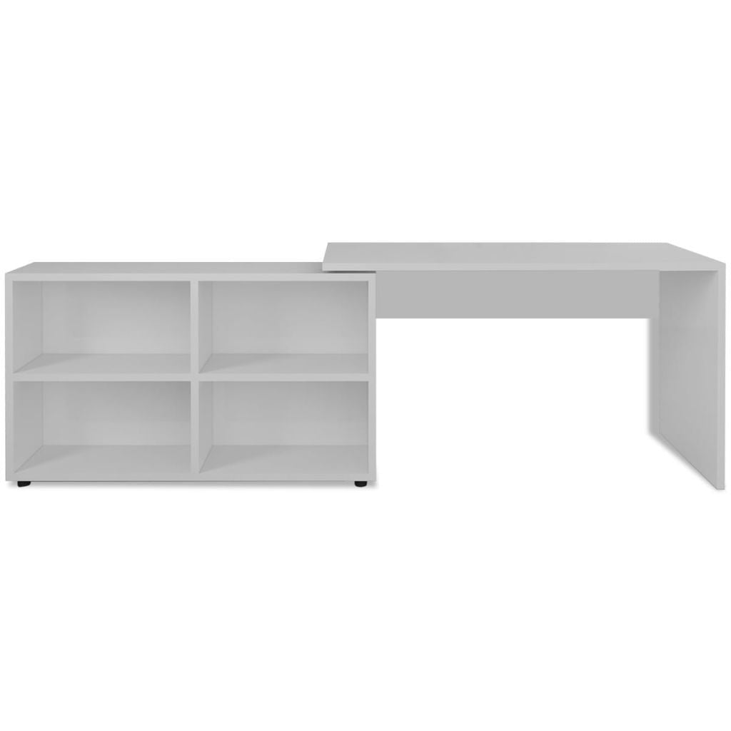White Corner Desk with 4 Shelves