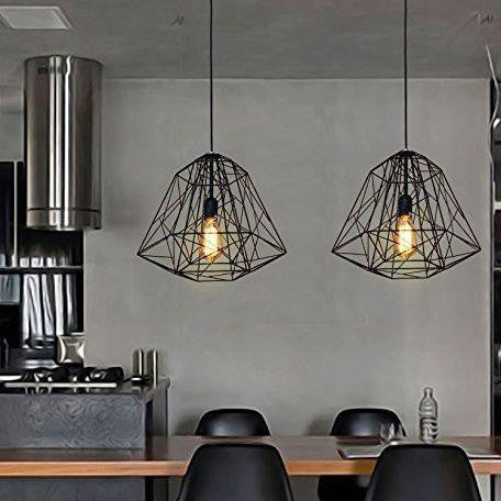 Retro Black Metal Basket Cage Light