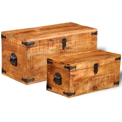 Set of 2 Rough Mango Wooden Storage Chests