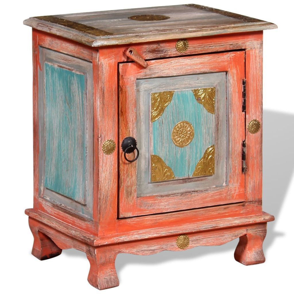 Orange Solid Mango Wood Nightstand