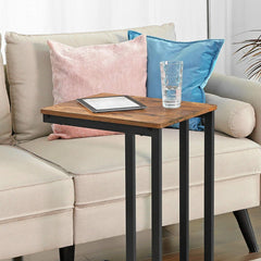 Rustic Side Table with Under Mesh Shelf