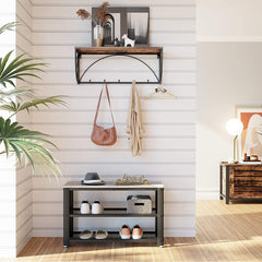 Industrial Greige Shoe Bench