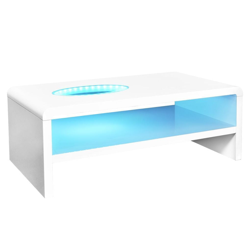 High Gloss White Coffee Table with LED Lights