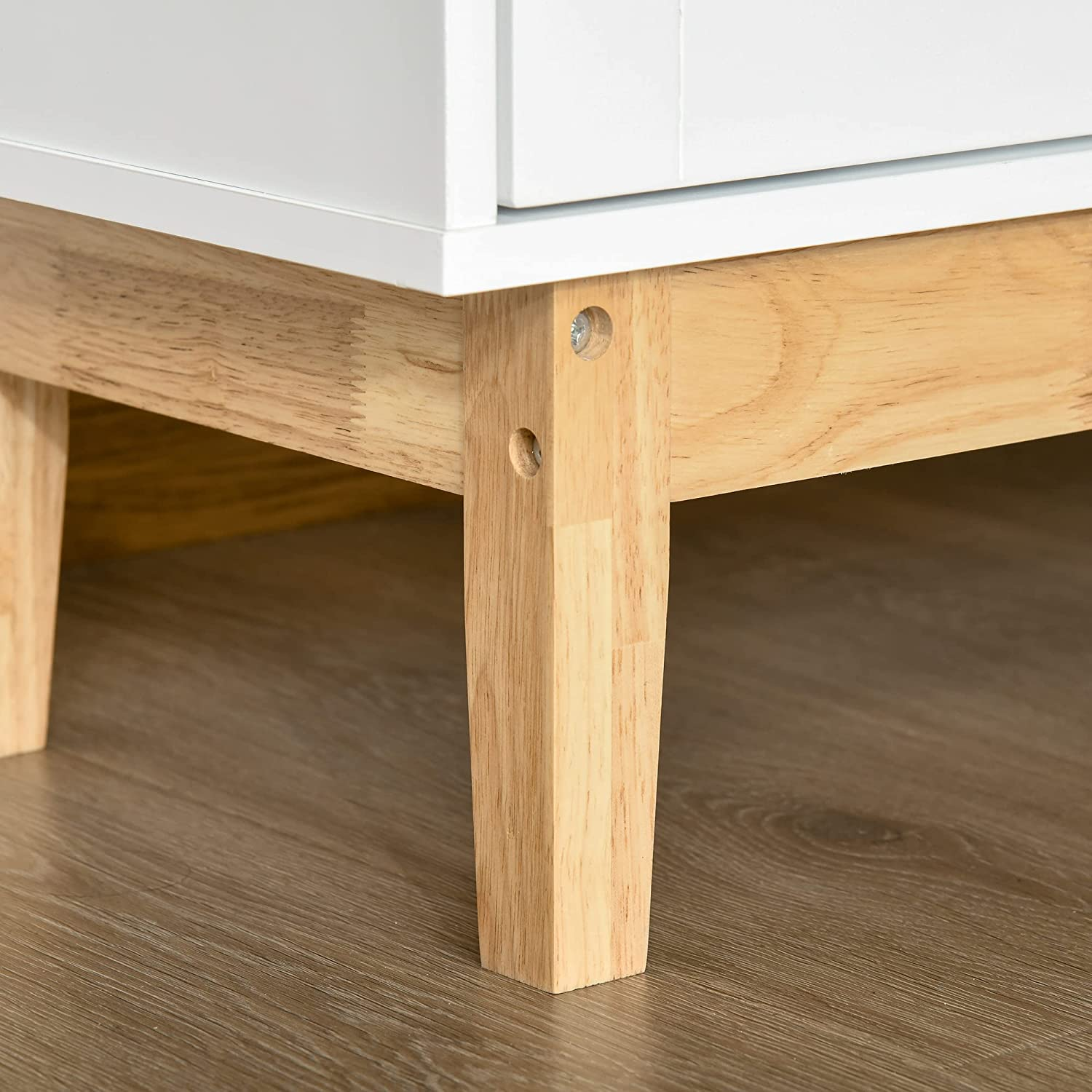 White & Oak Storage Wine Cabinet