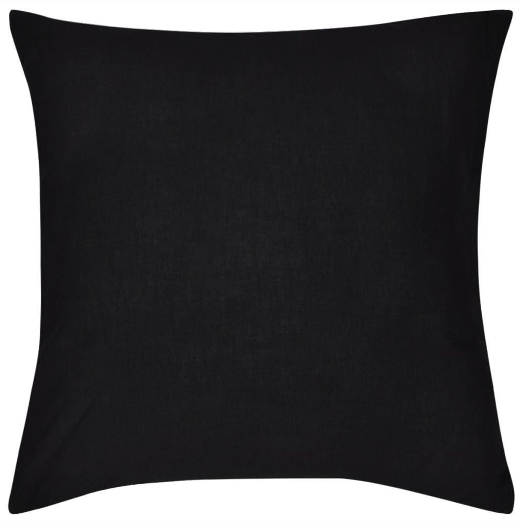 4 Black Cotton Cushion Covers 80 x 80 cm