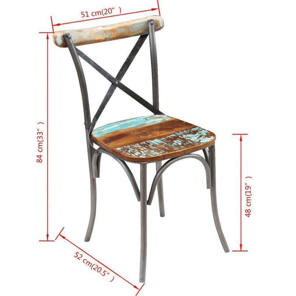 Set of 4 Solid Reclaimed Wood Dining Chairs