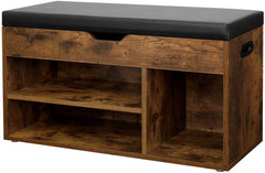 Rustic Shoe Bench Storage Bench With Padded Seat