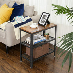 Rustic Double Mesh Shelves Side Table