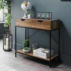 Industrial Double Drawer Console Table