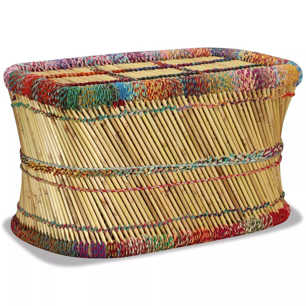 Bamboo Coffee Table with Chindi Details