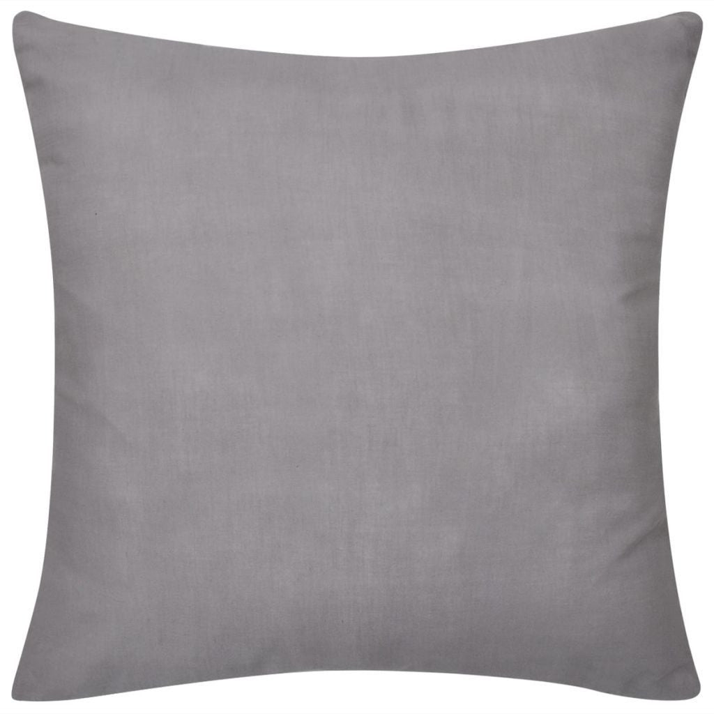 4 Grey Cotton Cushion Covers 40 x 40 cm