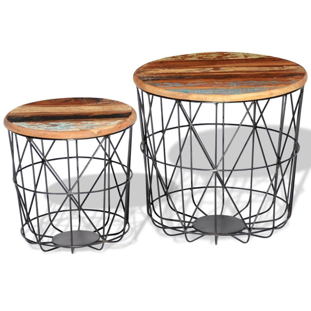 2 Round Reclaimed Wood Coffee Tables