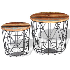 2 Round Reclaimed Wood Coffee Tables