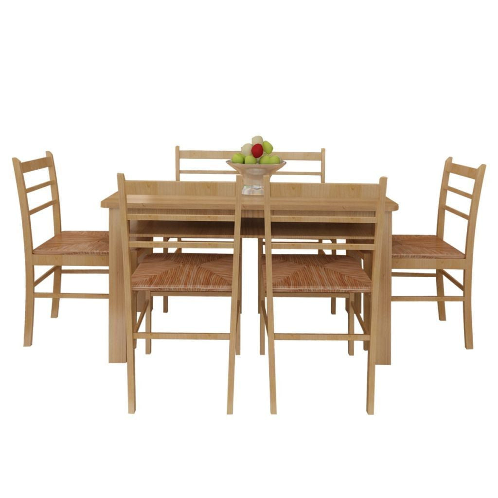 Set of 6 Pinewood Dining Chairs