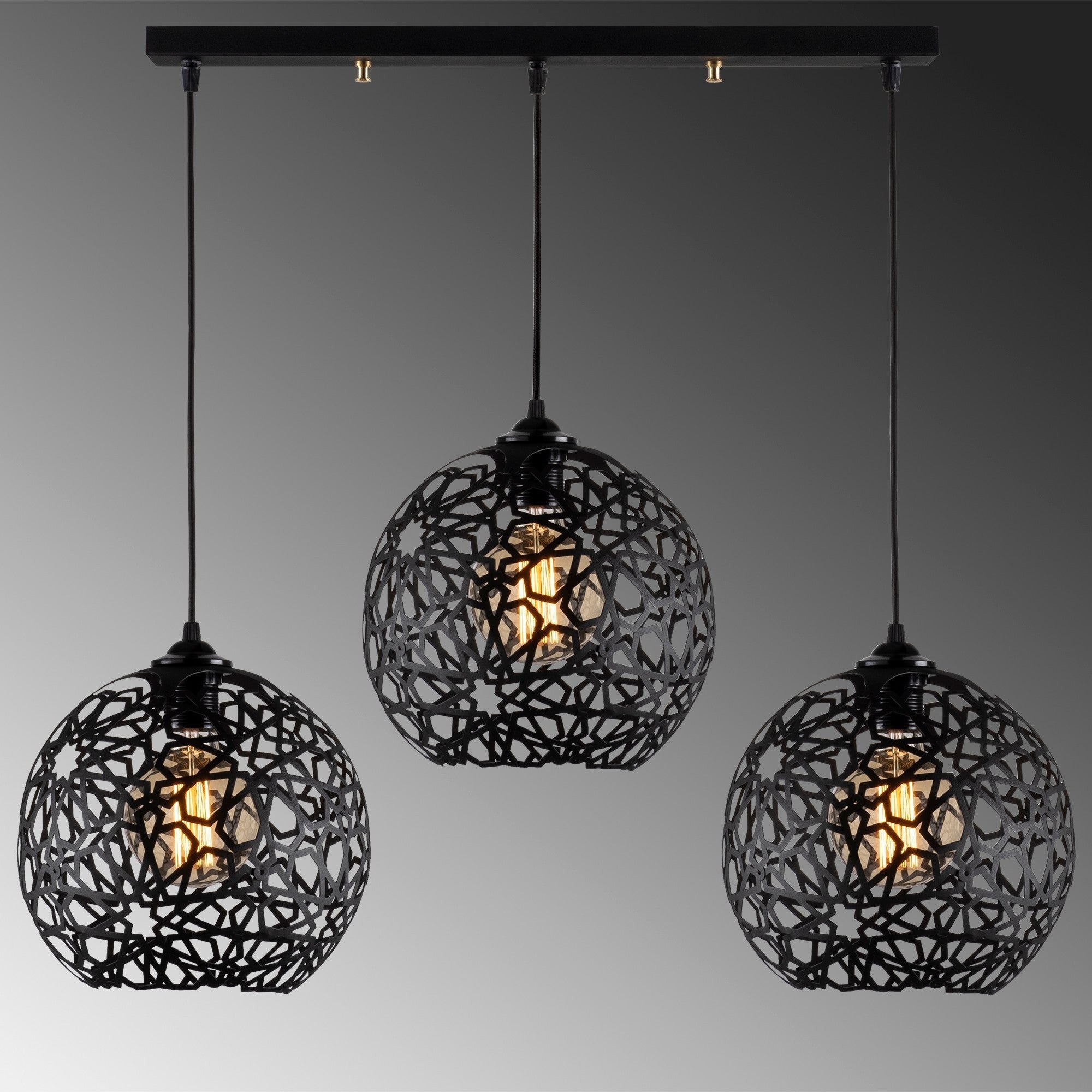 Triple Black Oxford Ceiling Light