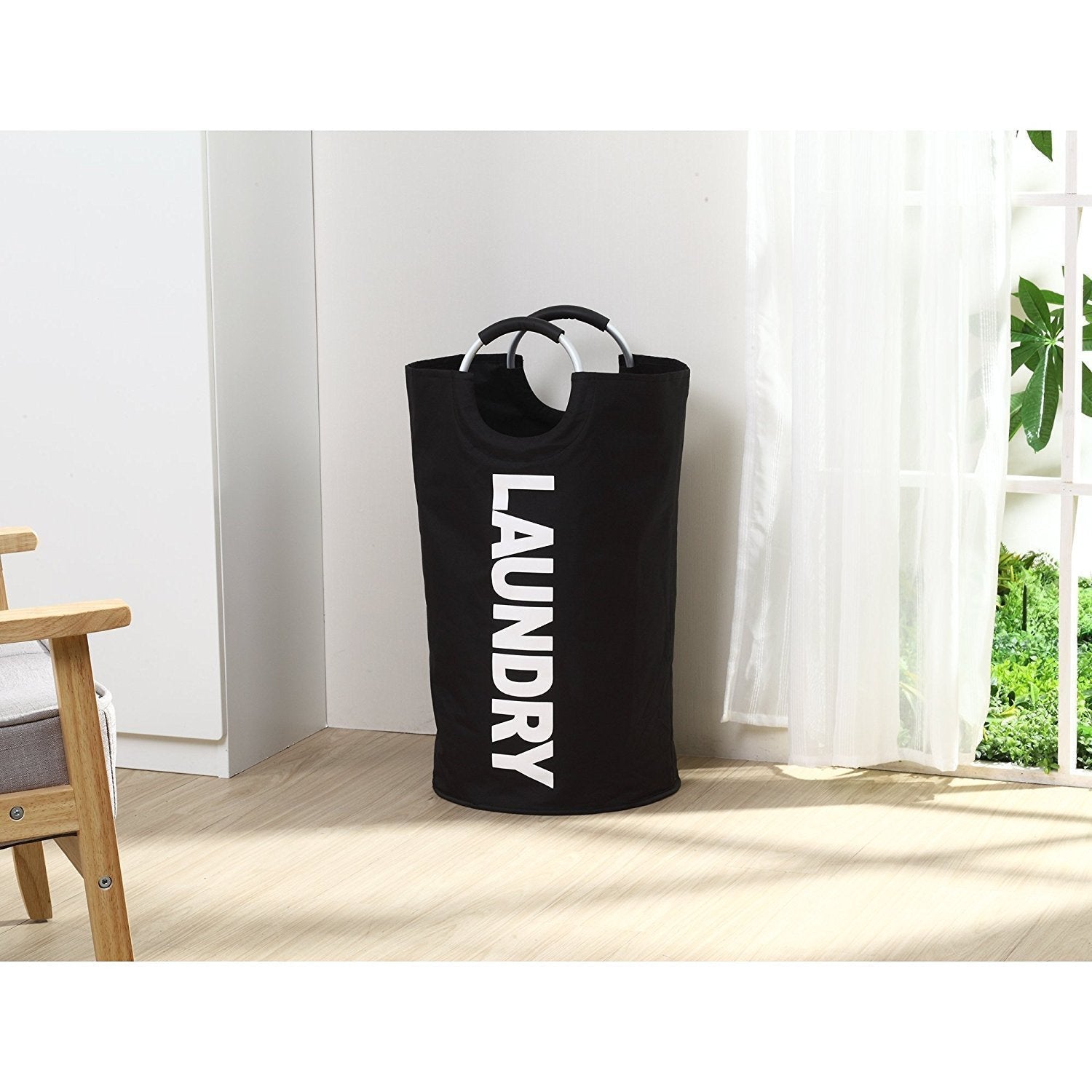 Large Fabric Laundry Basket with Aluminum Handle